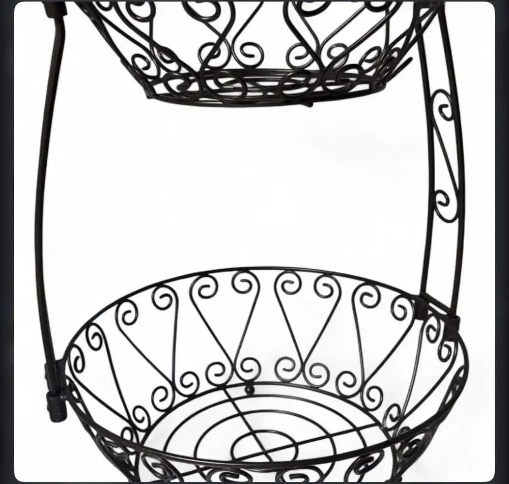 Simple Houseware 2-Tier Countertop Fruit Basket Bowl Storage, Bronze Scroll Work